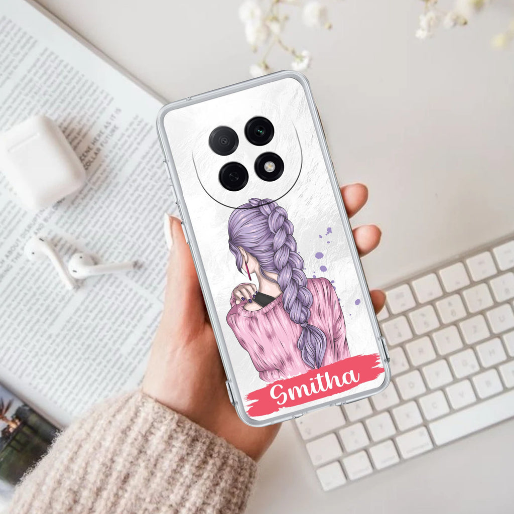 Braid Girl Customize Anti Yellow Case For Oppo F29 Pro 5G