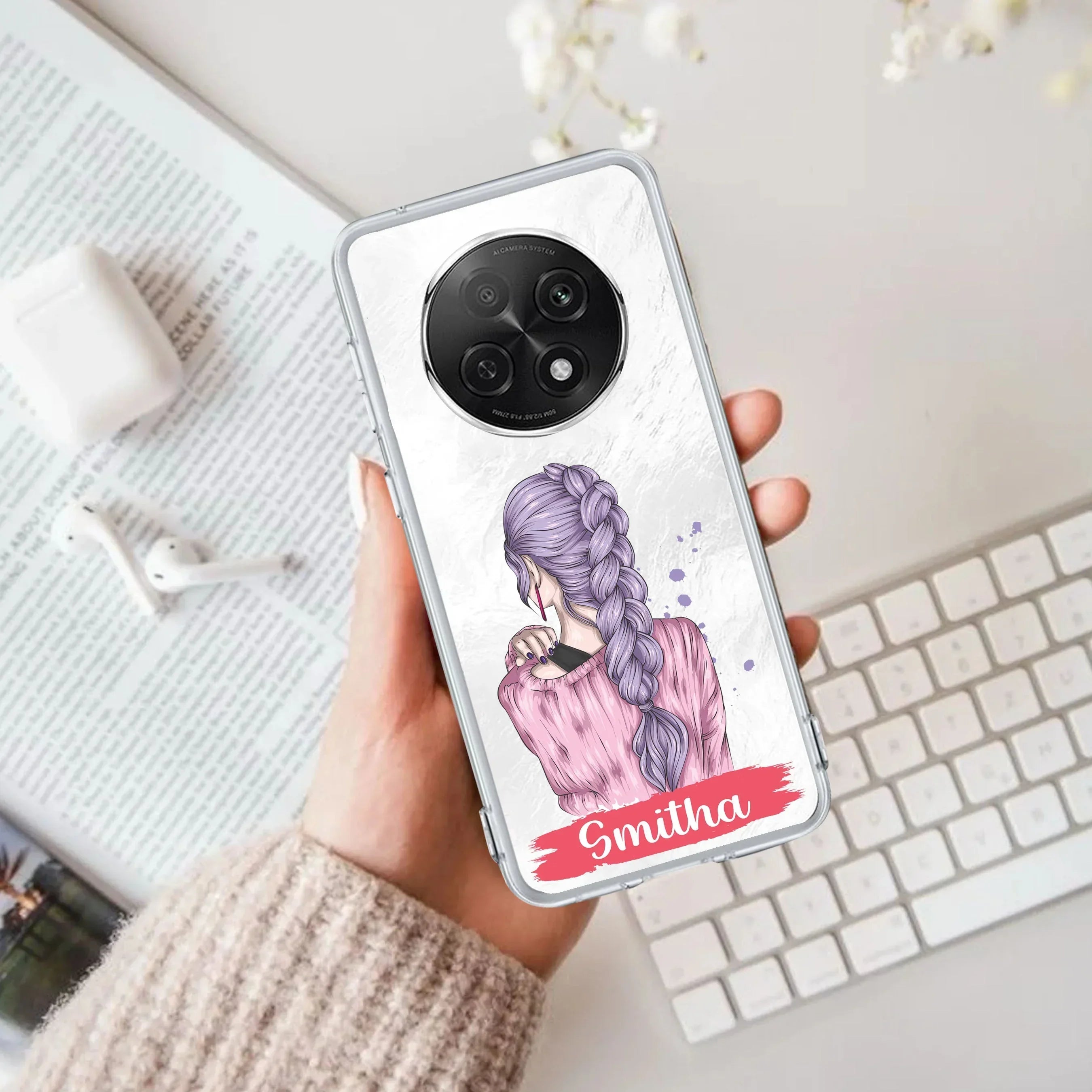Braid Girl Customize Anti Yellow Case For Oppo F29 Pro 5G