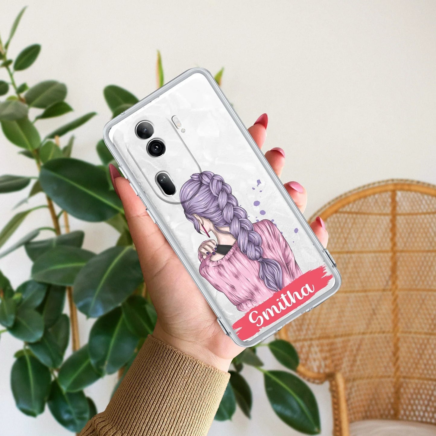 Braid Girl Customize Transparent Silicon Case For Oppo - ShopOnCliQ