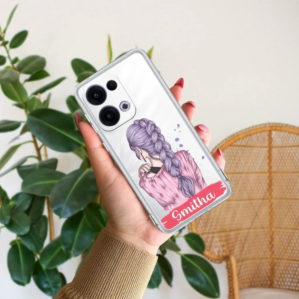 Braid Girl Customize Transparent Silicon Case For Oppo - ShopOnCliQ
