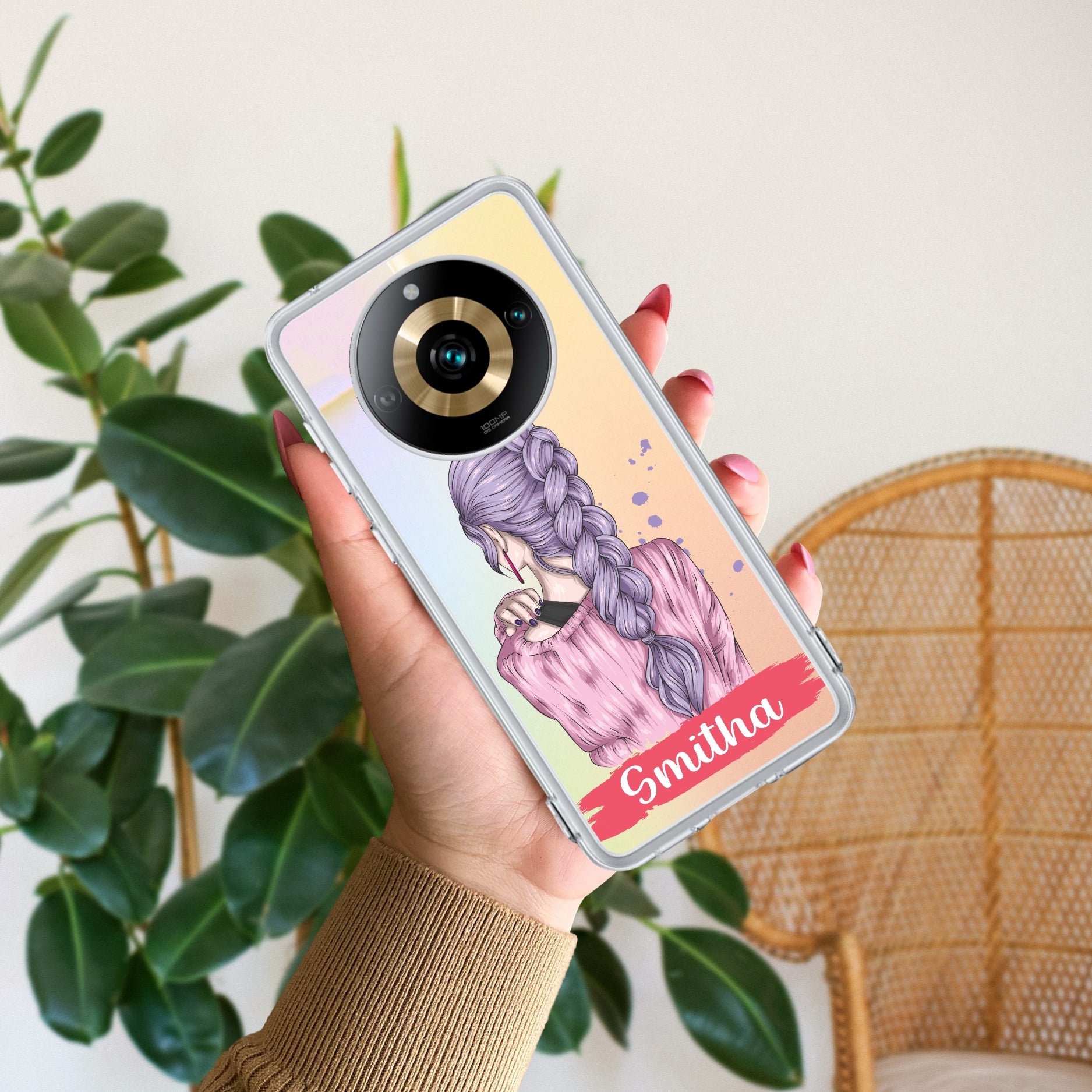 Braid Girl Customize Anti Yelllow Case For Realme 11 Pro Plus 5G