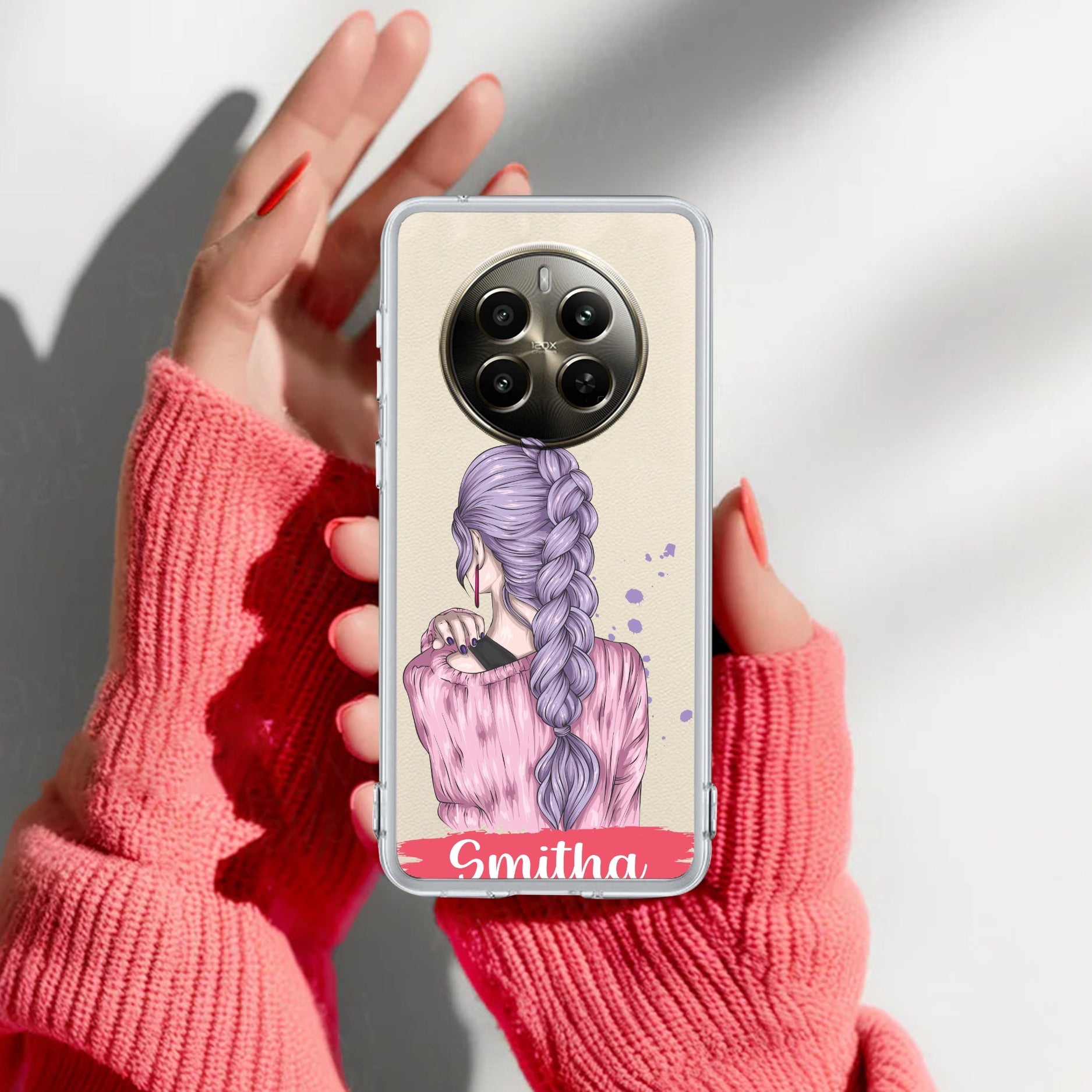 Braid Girl Customize Transparent Silicon Case For Realme 12 Pro 5G