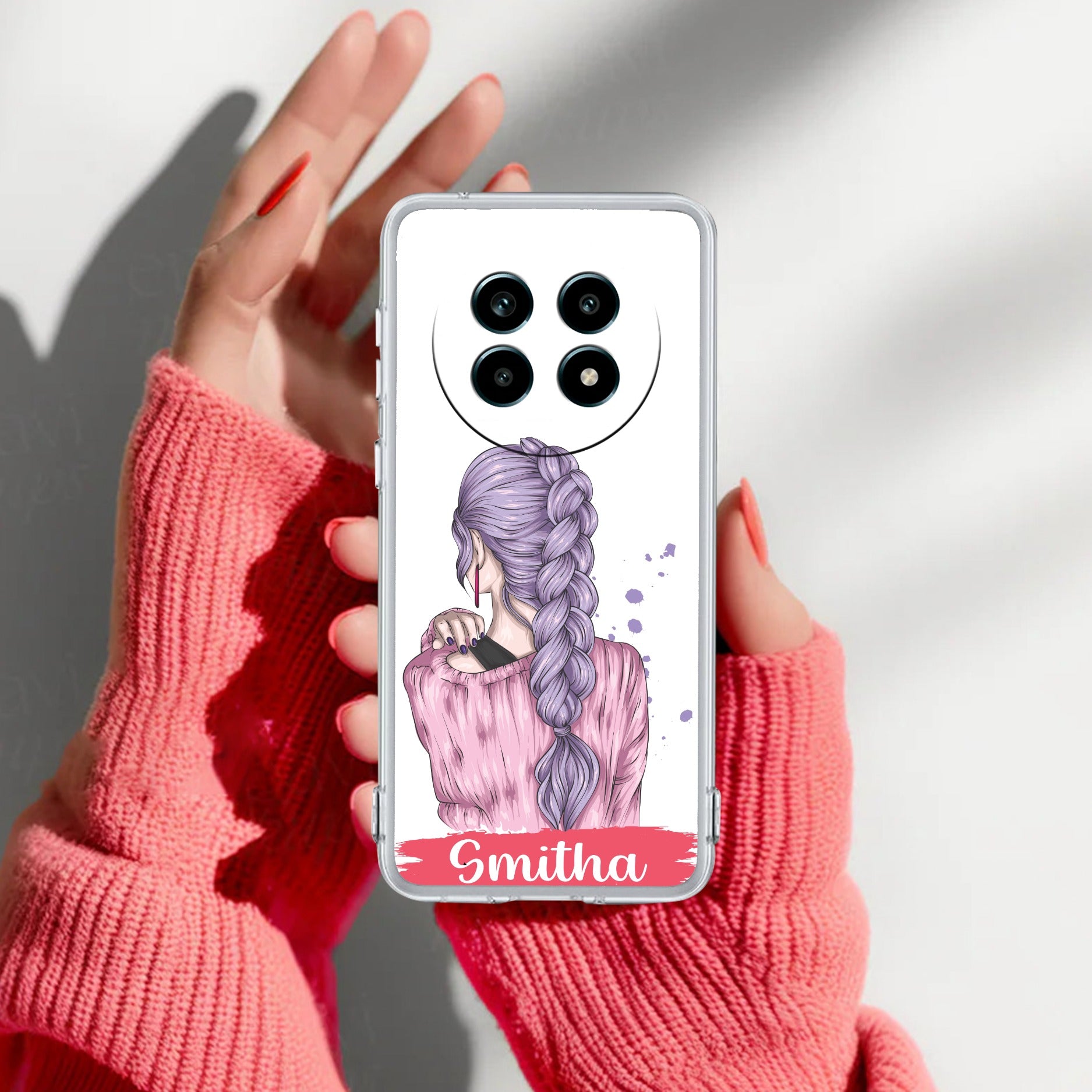 Braid Girl Customize Anti Yelllow Case For Realme 14 Pro Lite 5G