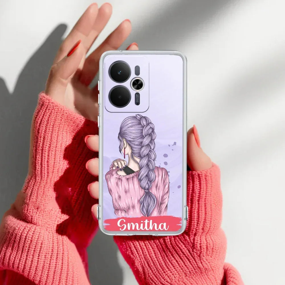 Braid Girl Customize Anti Yelllow Case For Realme 14T 5G