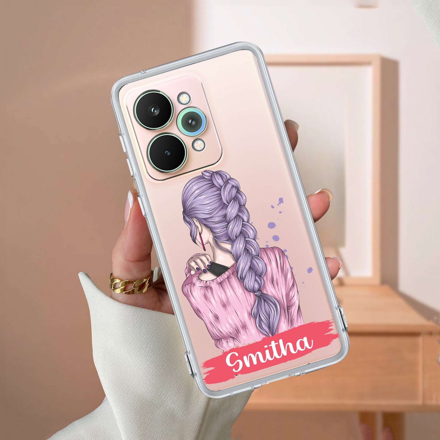 Braid Girl Customize Transparent Silicon Case For Realme 15 5G
