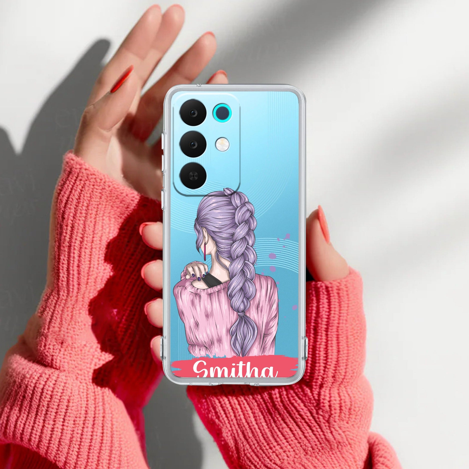 Braid Girl Customize Anti Yelllow Case For Realme 15X 5G
