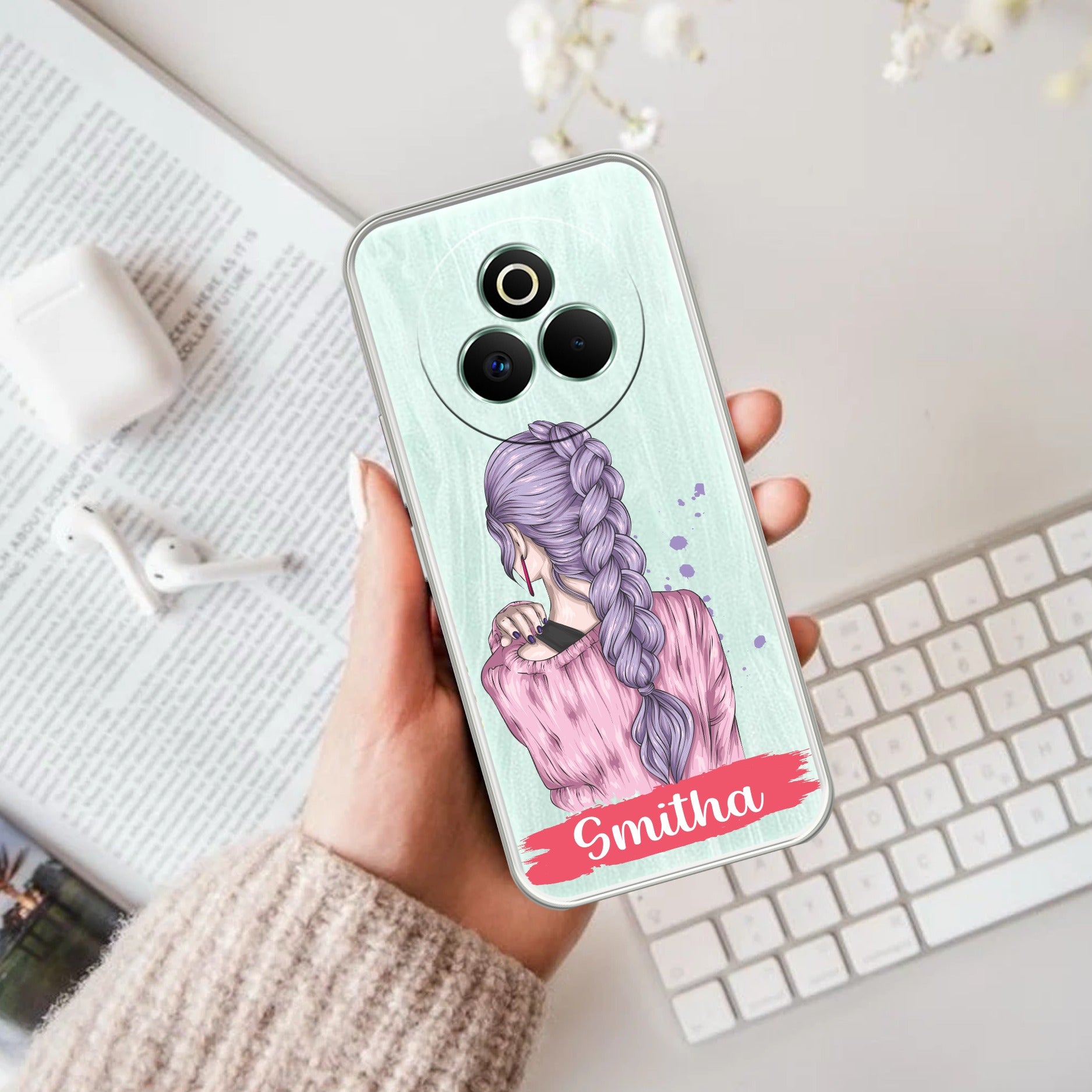 Braid Girl Customize Anti Yelllow Case For Realme P3 Pro 5G