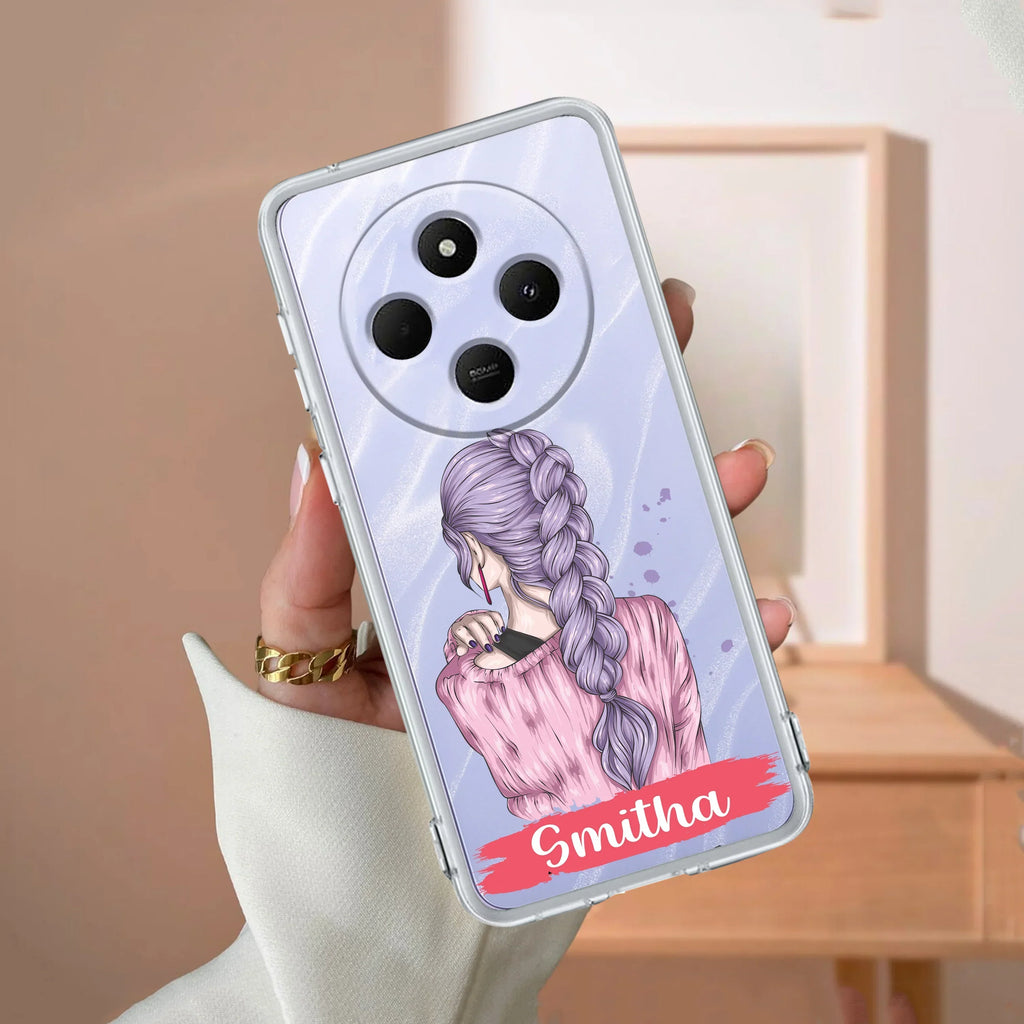 Braid Girl Customize Transparent Silicon Case For Redmi 14C 5G