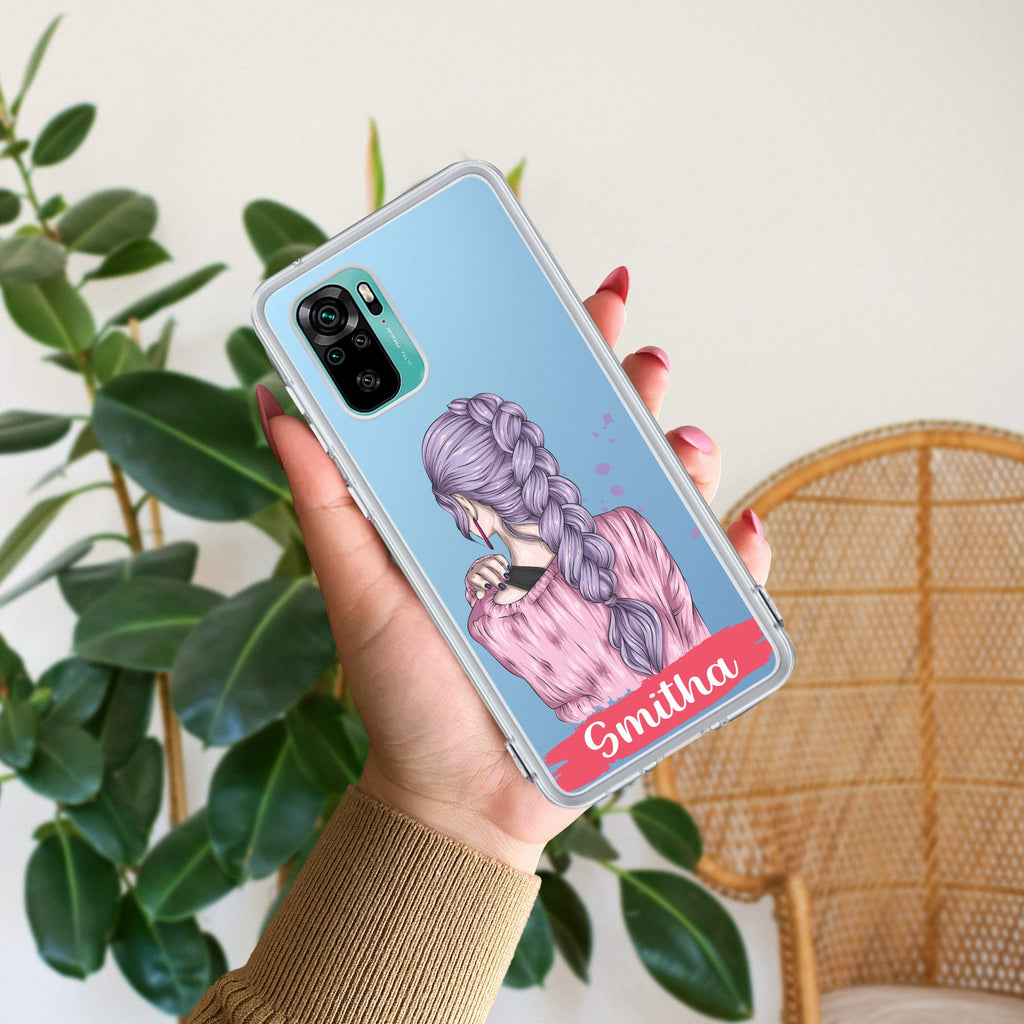 Braid Girl Customize Transparent Silicon Case For Redmi Note 10 / 10S