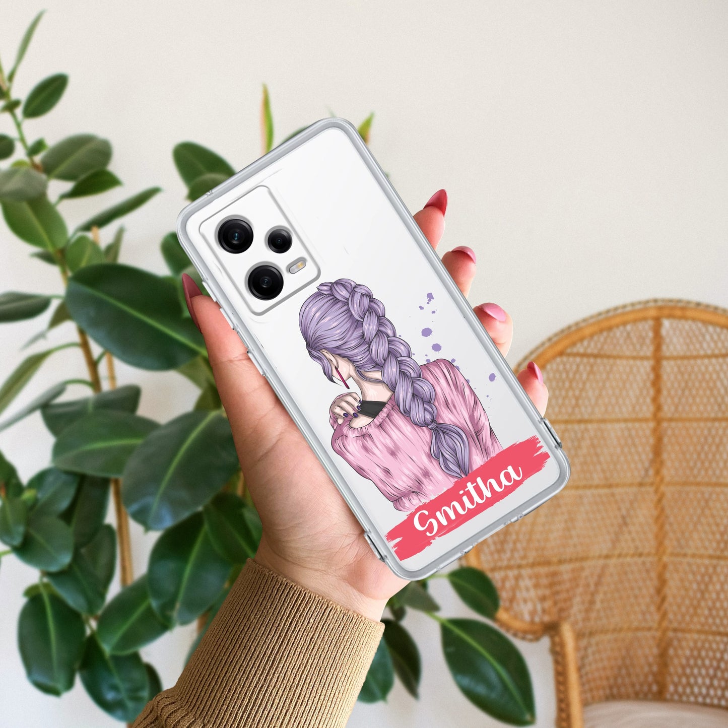 Braid Girl Customize Transparent Silicon Case For Redmi/Xiaomi