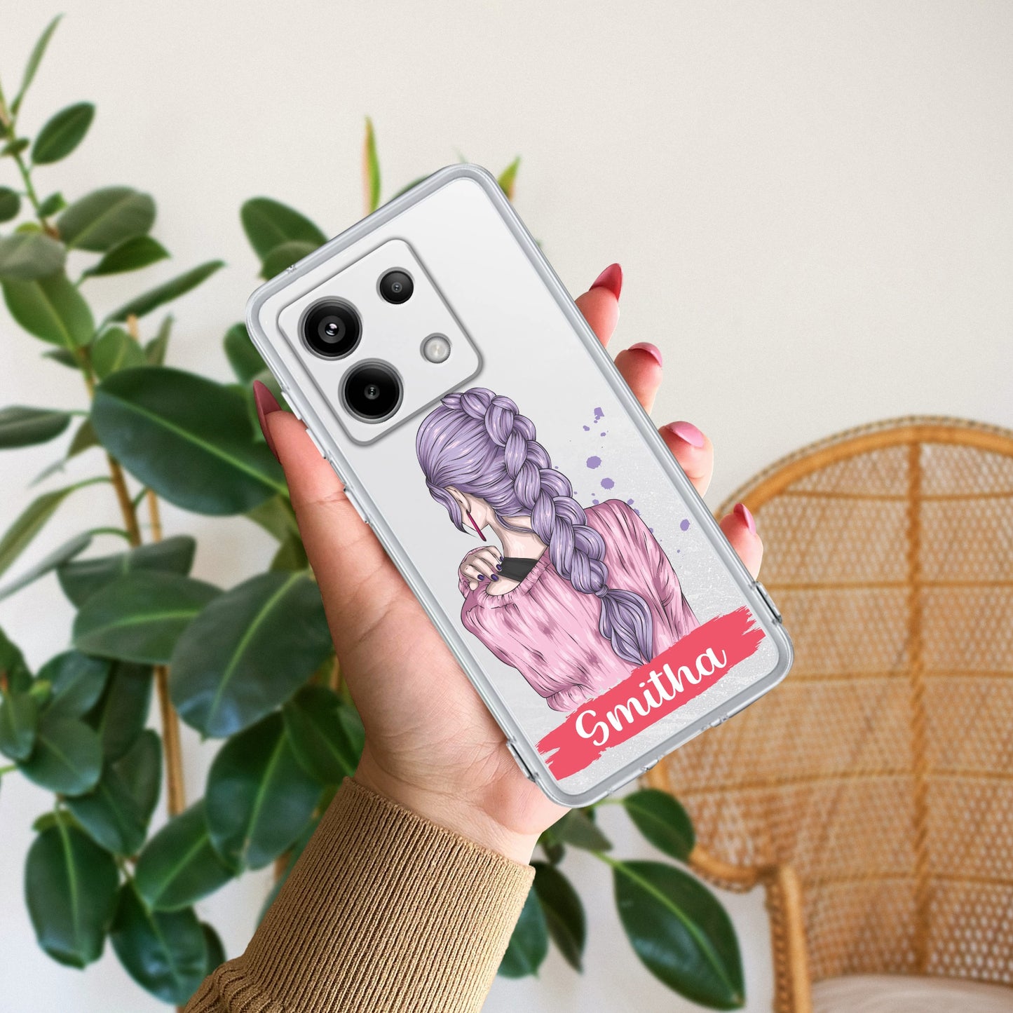 Braid Girl Customize Transparent Silicon Case For Redmi/Xiaomi