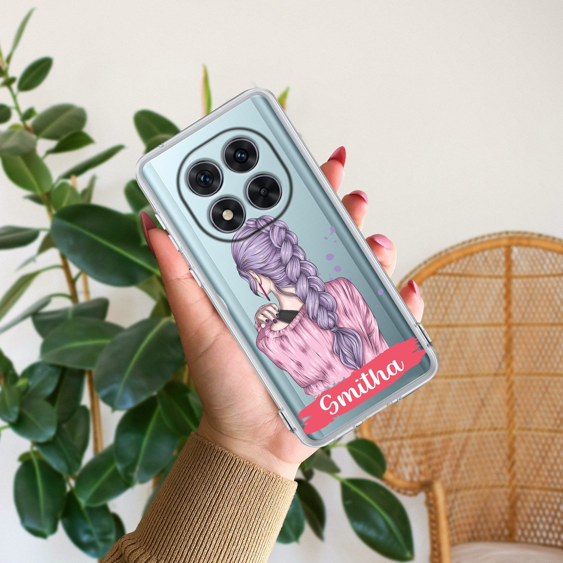 Braid Girl Customize Transparent Silicon Case For Redmi Note 14 Pro 5G