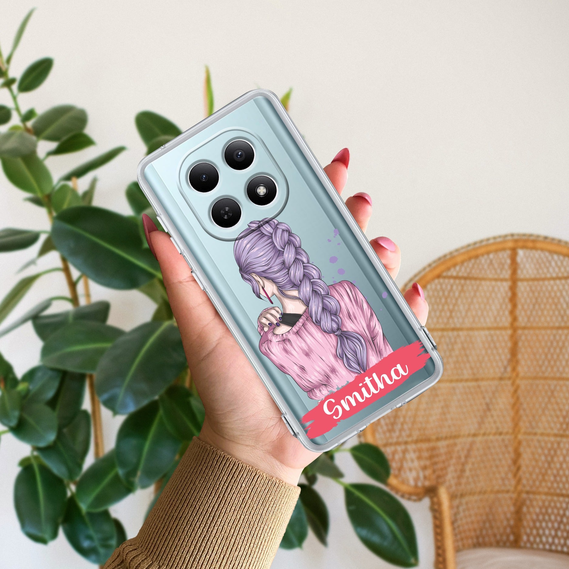 Braid Girl Customize Transparent Silicon Case For Redmi/Xiaomi