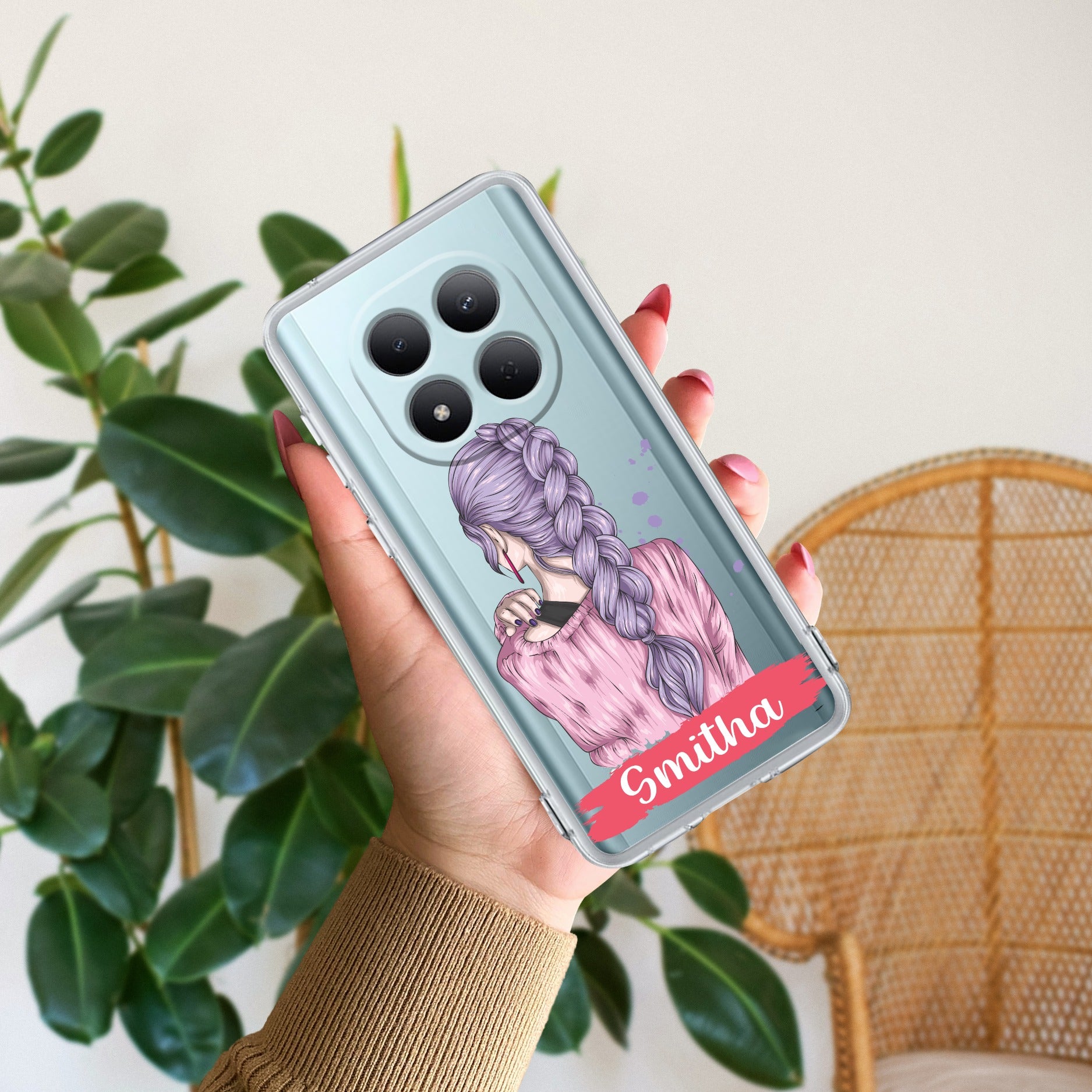Braid Girl Customize Transparent Silicon Case For Redmi Note 15 Pro Plus 5G