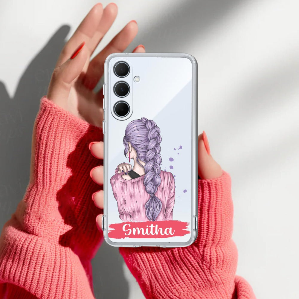 Braid Girl  Customize Transparent Silicon Case For Samsung