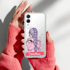 Braid Girl  Customize Transparent Silicon Case For Samsung Galaxy M53