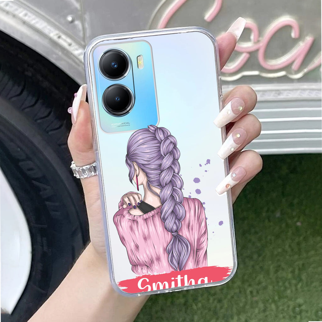 Braid Girl Customize Transparent Silicon Case For Vivo T2x 5G