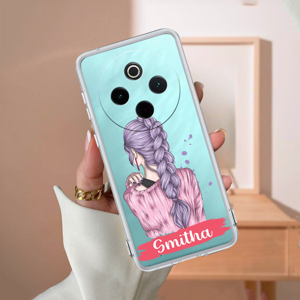 Braid Girl Customize Transparent Silicon Case For Vivo T4 5G