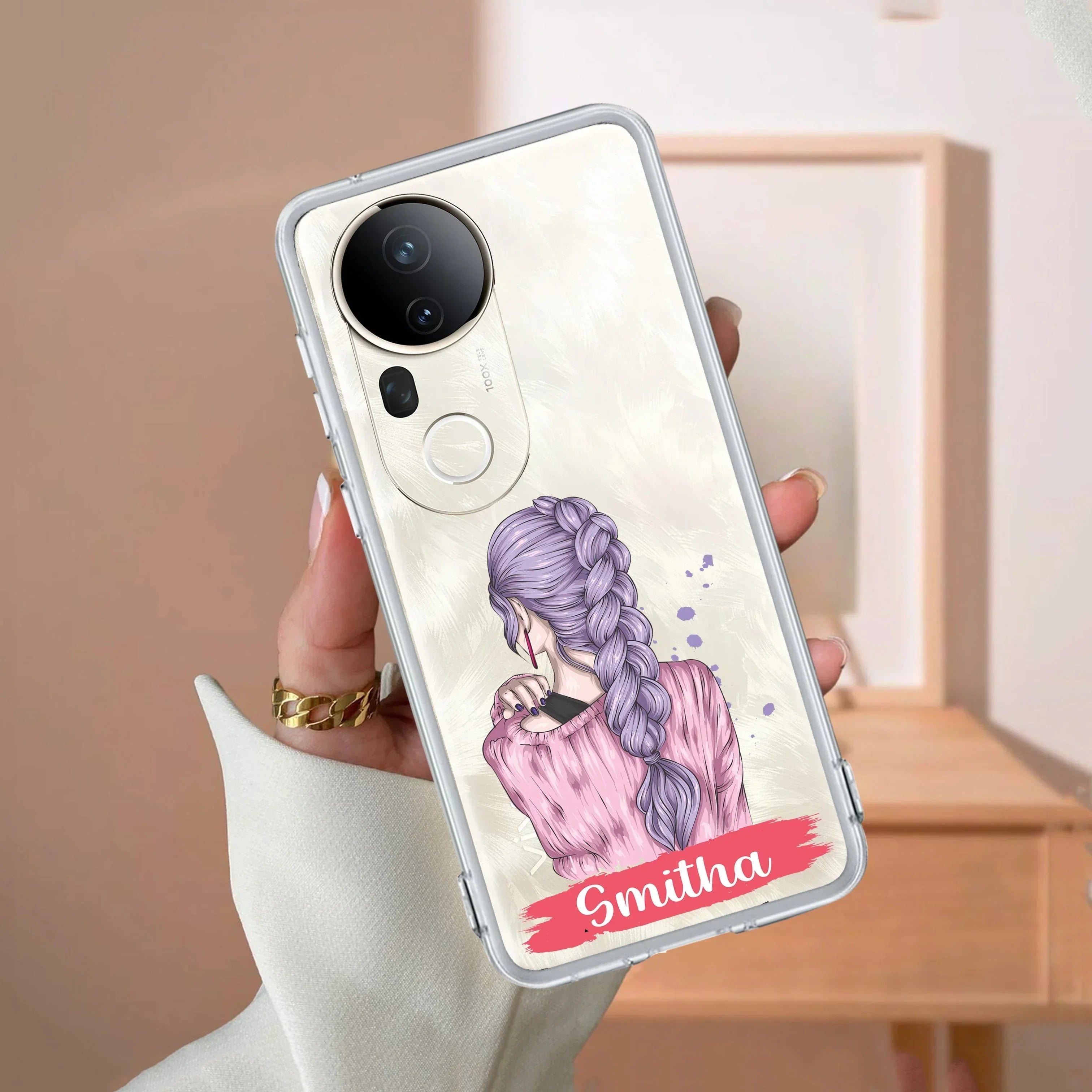 Braid Girl Customize Transparent Silicon Case For Vivo V20 SE