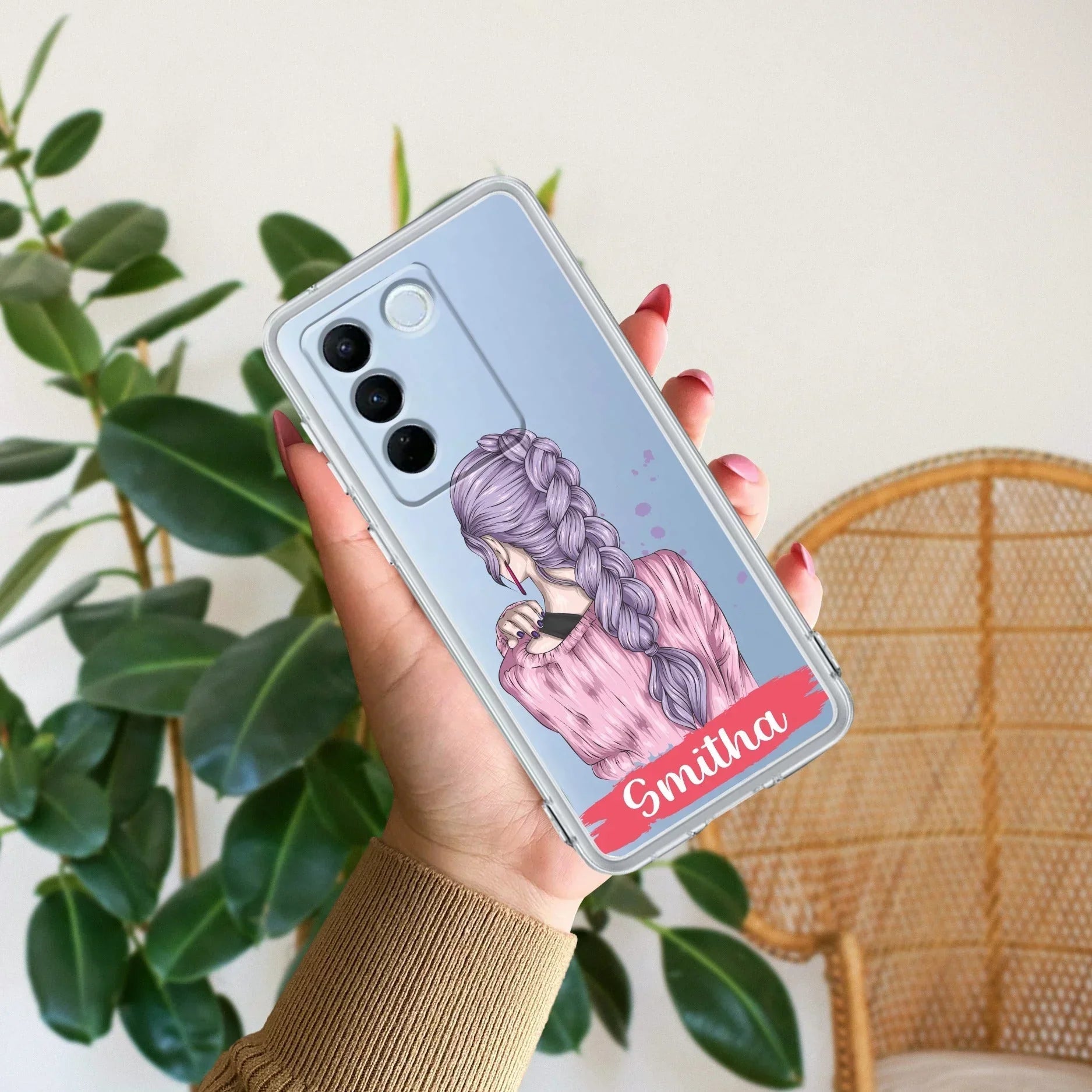 Braid Girl Customize Transparent Silicon Case For Vivo Y12G /Vivo Y12S