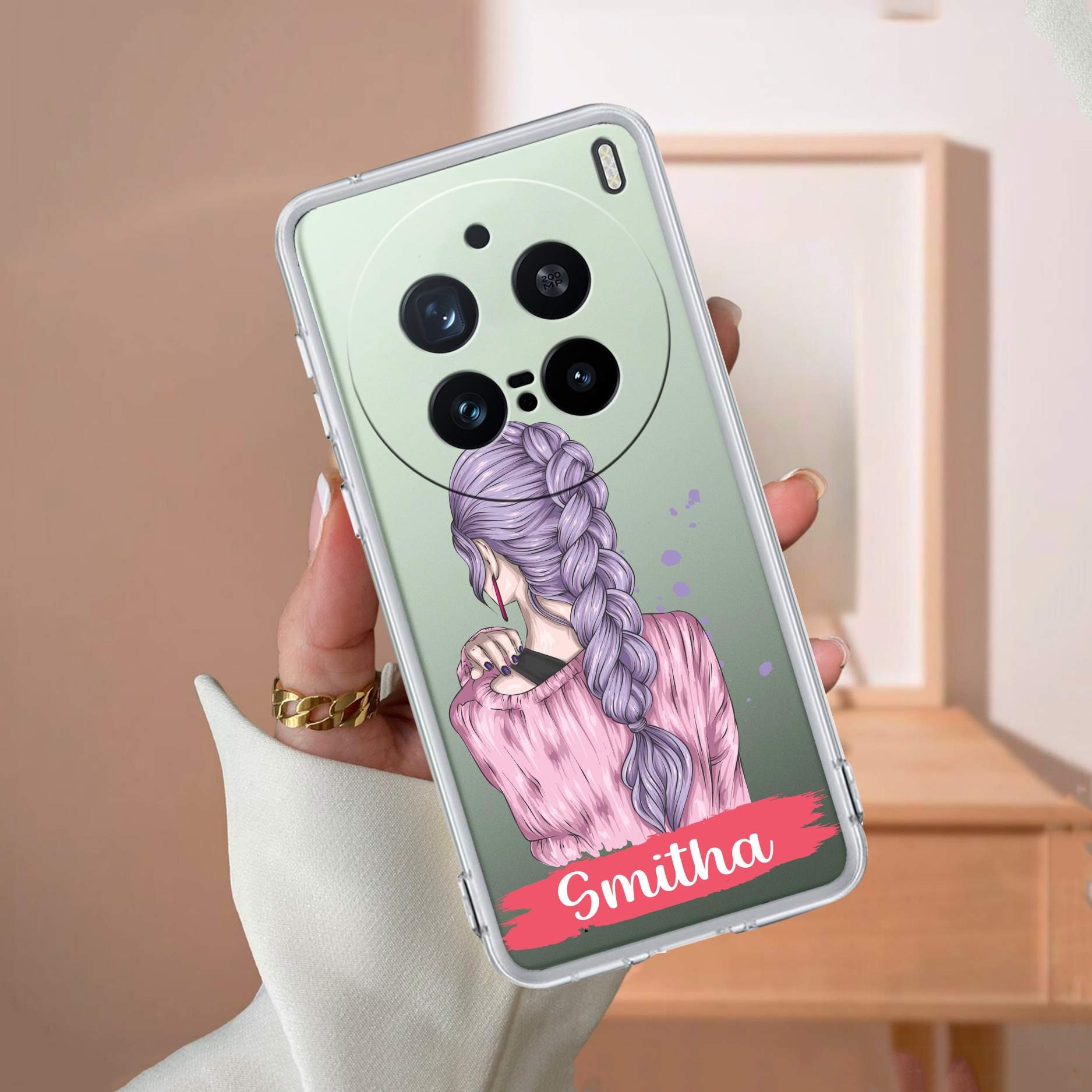 Braid Girl Customize Transparent Silicon Case For Vivo X200 Pro 5G