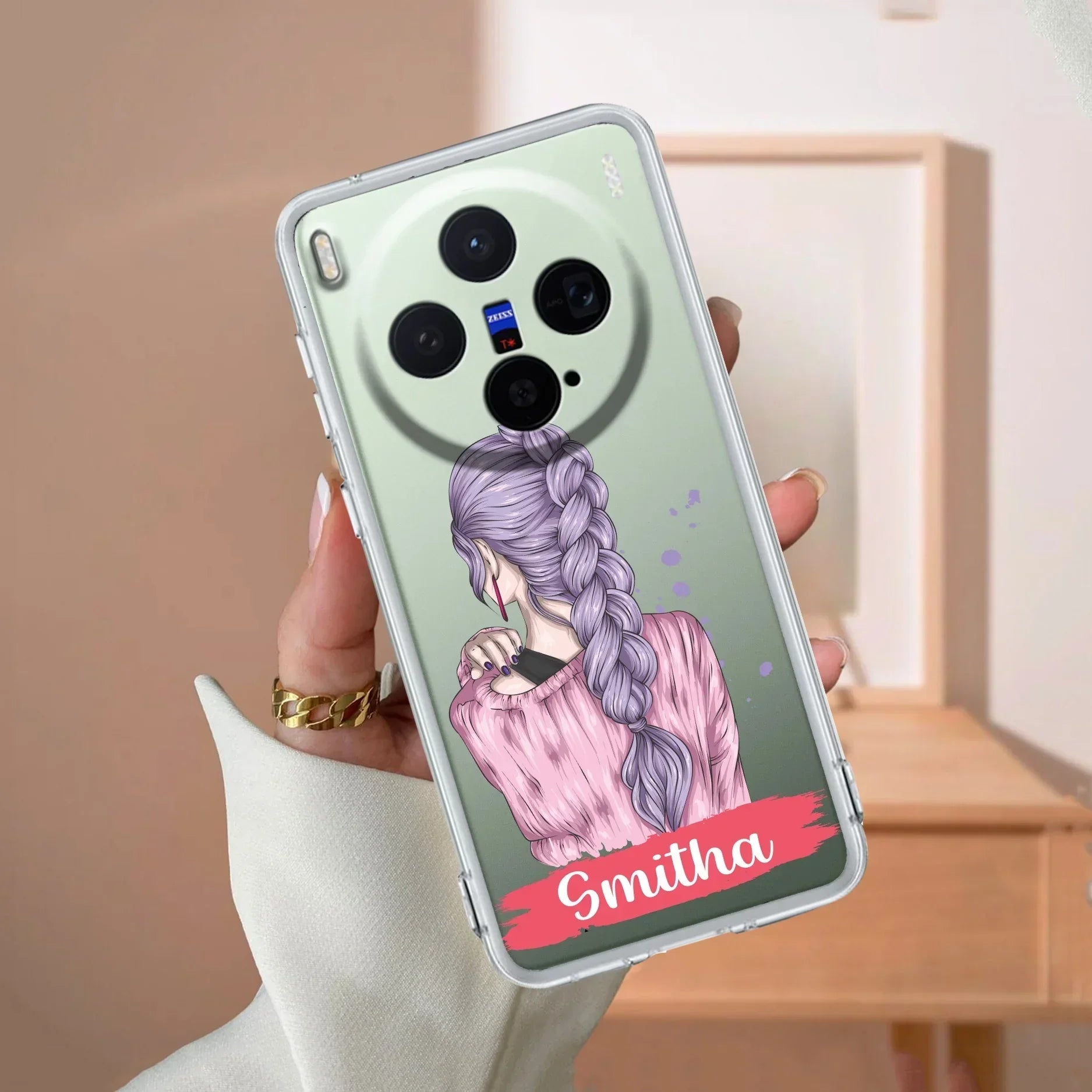 Braid Girl Customize Transparent Silicon Case For Vivo X300 5G