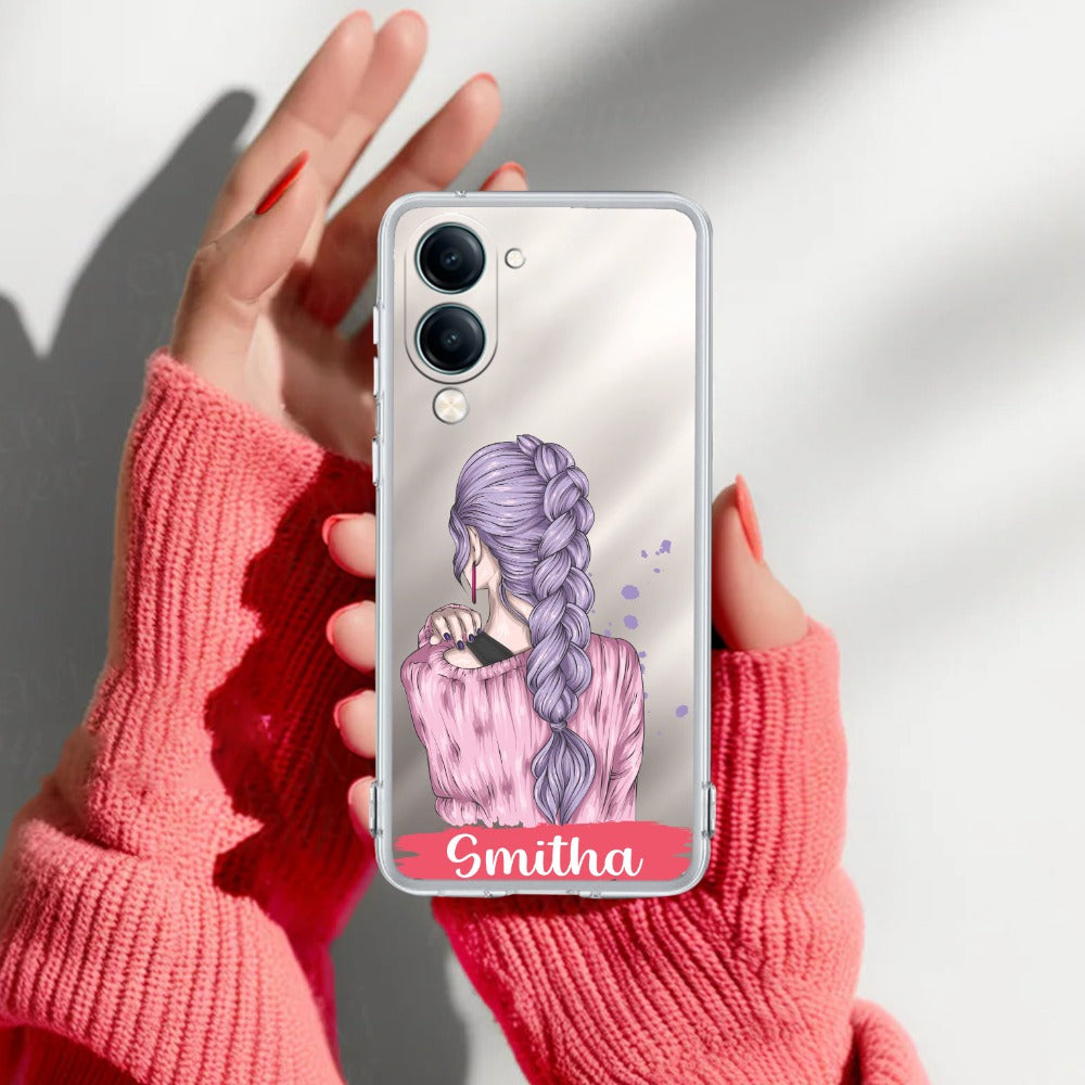 Braid Girl Customize Transparent Silicon Case For Vivo