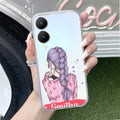 Braid Girl Customize Transparent Silicon Case For Vivo Y28 5G