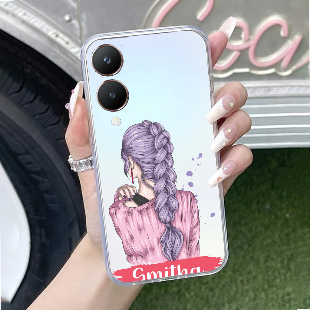 Braid Girl Customize Anti Yellow Case For Vivo Y28 5G