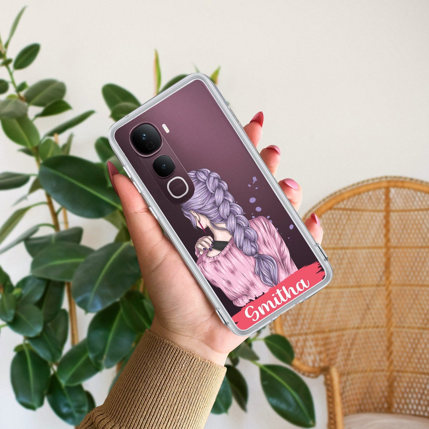 Braid Girl Customize Transparent Silicon Case For Vivo