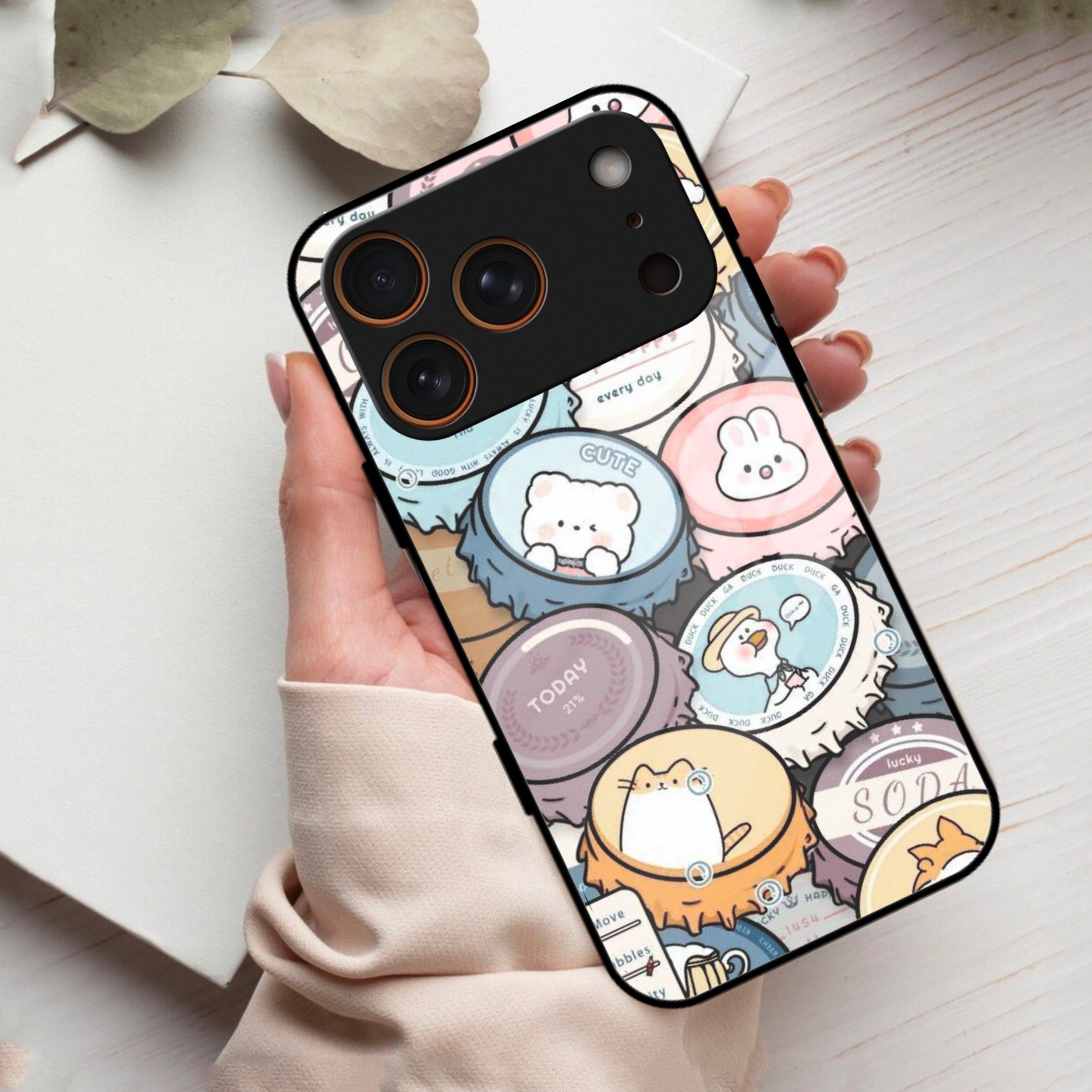 Bunny Buddies Glass Case Cover For iPhone 17 Pro