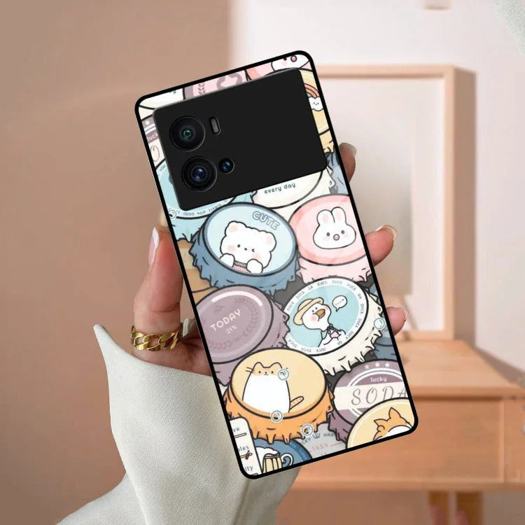 Bunny Buddies Glass Case Cover For iQOO - ShopOnCliQ