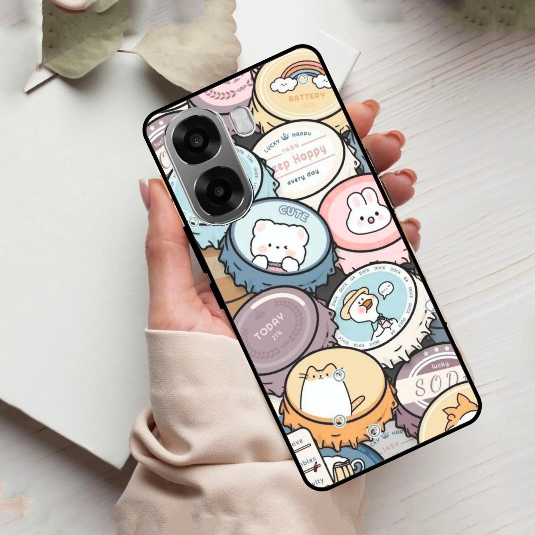 Bunny Buddies Glass Case Cover For Oppo