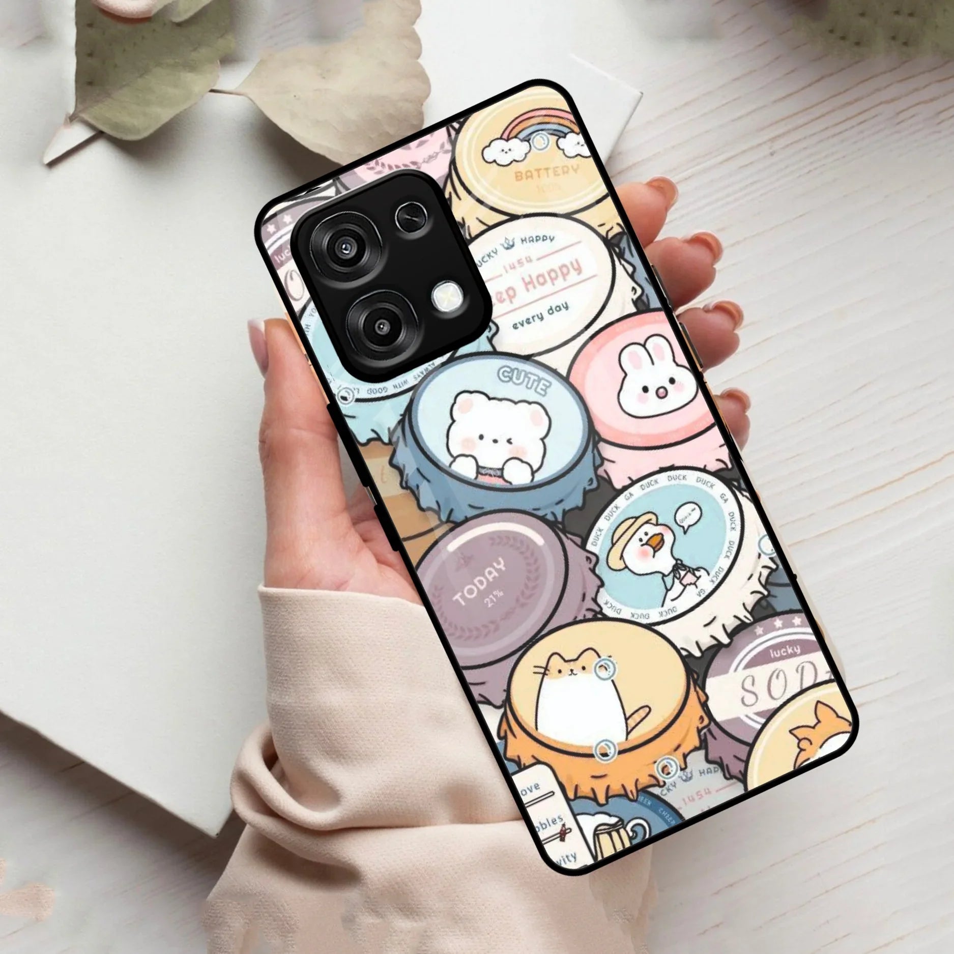 Bunny Buddies Glass Case Cover For Oppo