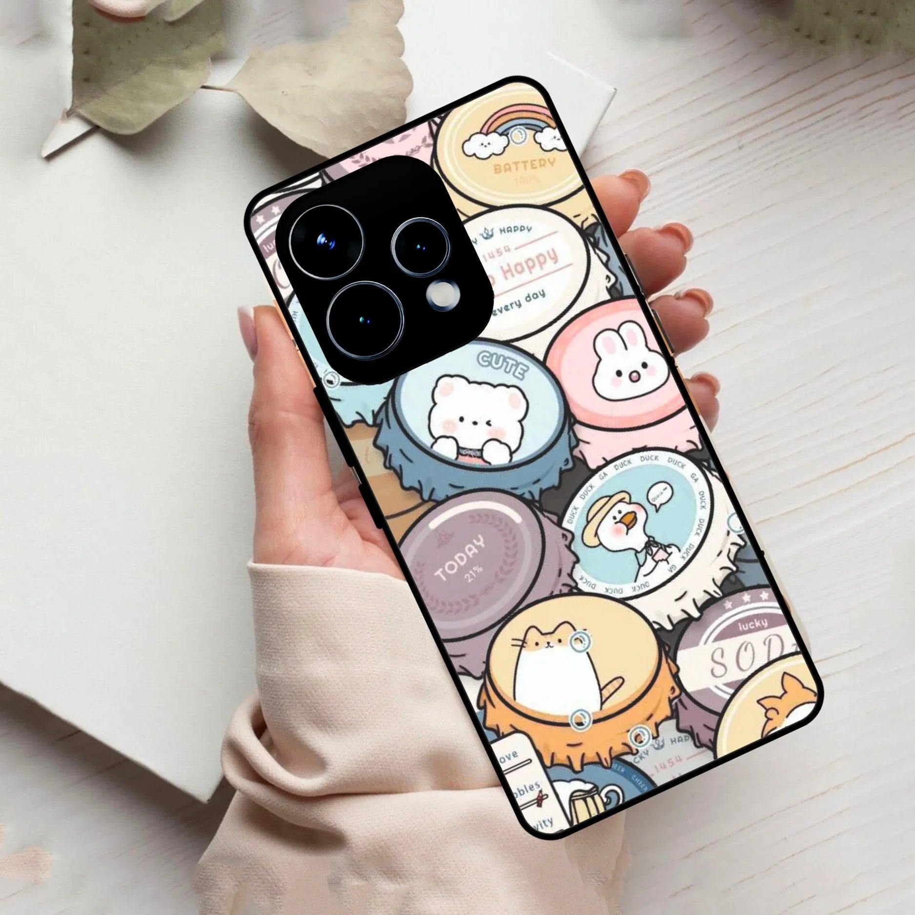 Bunny Buddies Glass Case Cover For Oppo