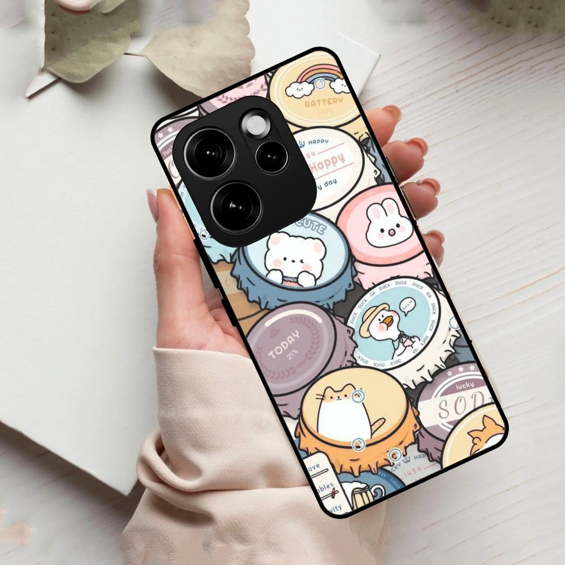 Bunny Buddies Glass Case Cover For Oppo