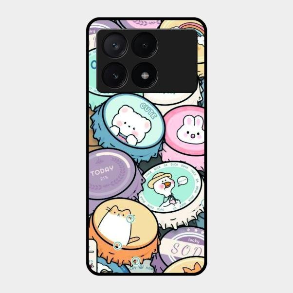 Bunny Buddies Glass Case Cover For Poco X6 Pro 5G