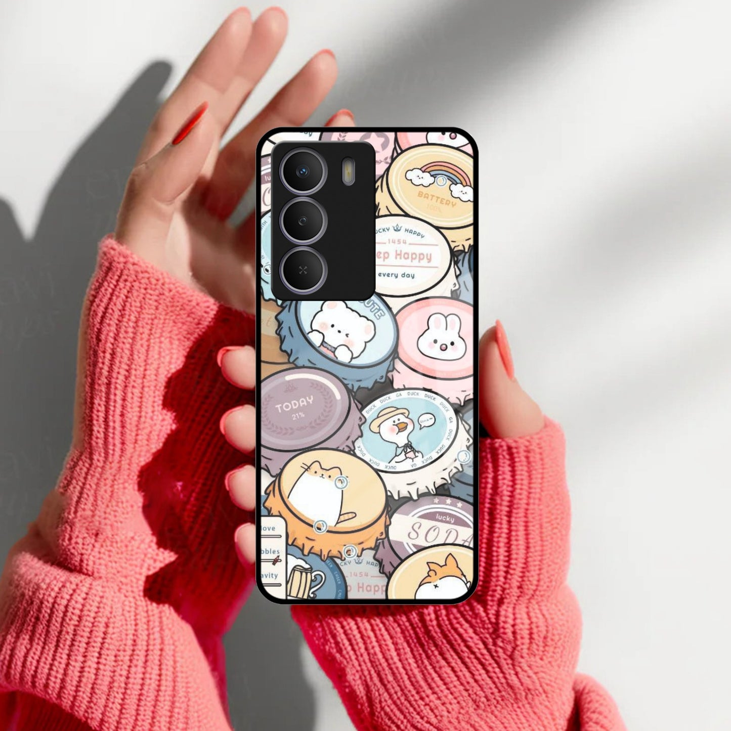 Bunny Buddies Glass Case Cover For Realme/Narzo