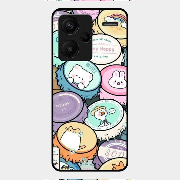 Bunny Buddies Glass Case Cover For Redmi Note 13 Pro Plus 5G
