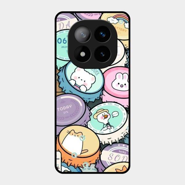 Bunny Buddies Glass Case Cover For Redmi Note 14 Pro Plus 5G