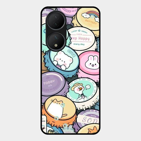 Bunny Buddies Glass Case Cover For Vivo T2 5G