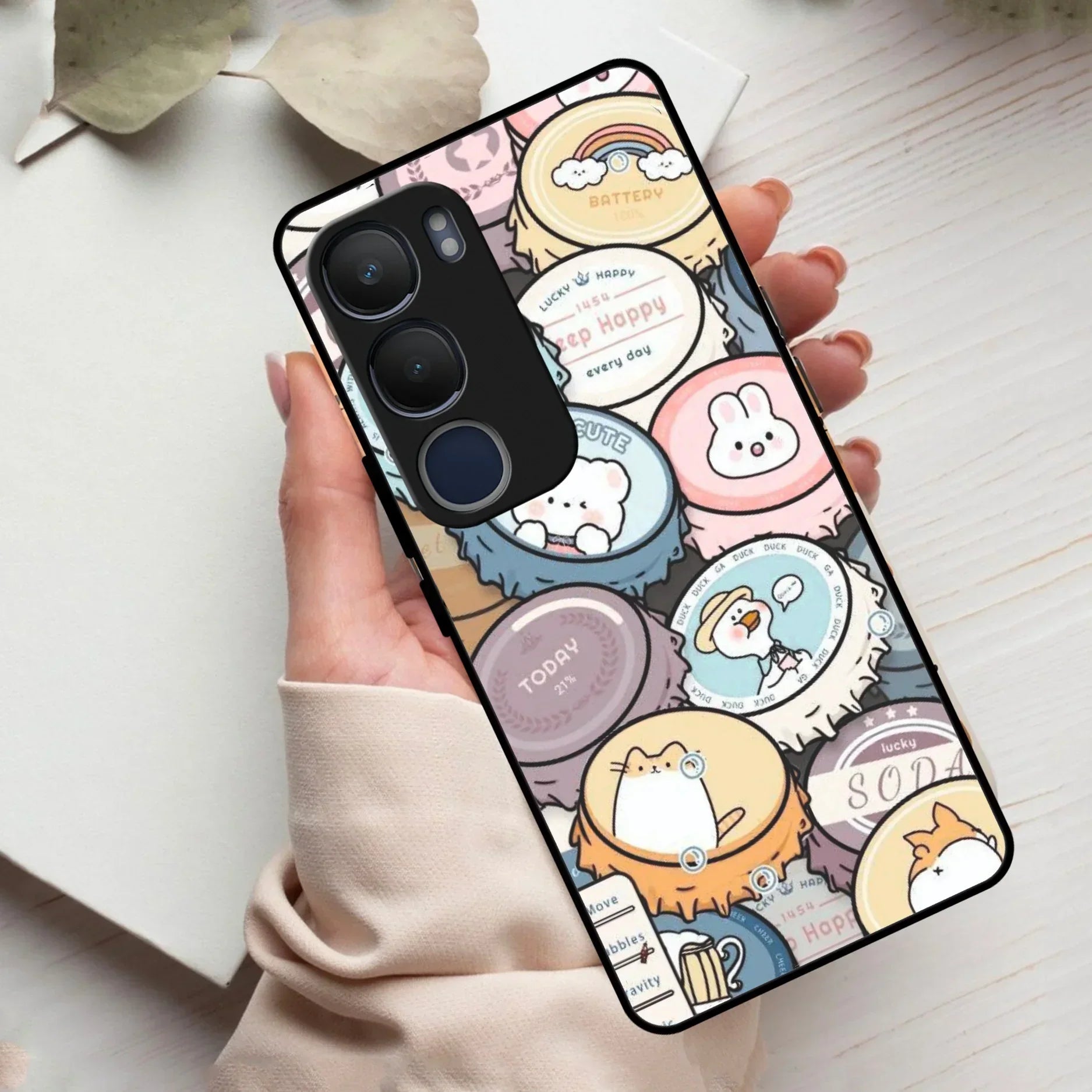Bunny Buddies Glass Case Cover For Vivo - ShopOnCliQ