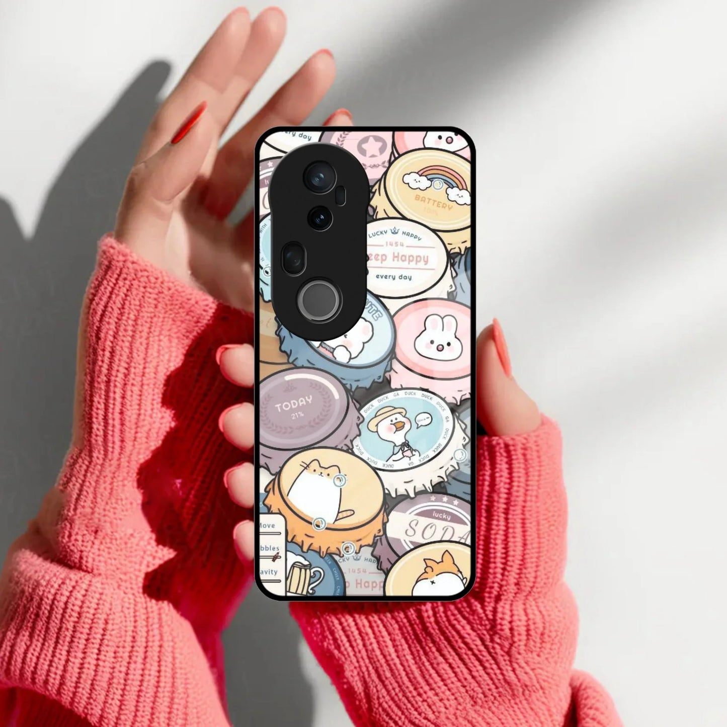 Bunny Buddies Glass Case Cover For Vivo - ShopOnCliQ