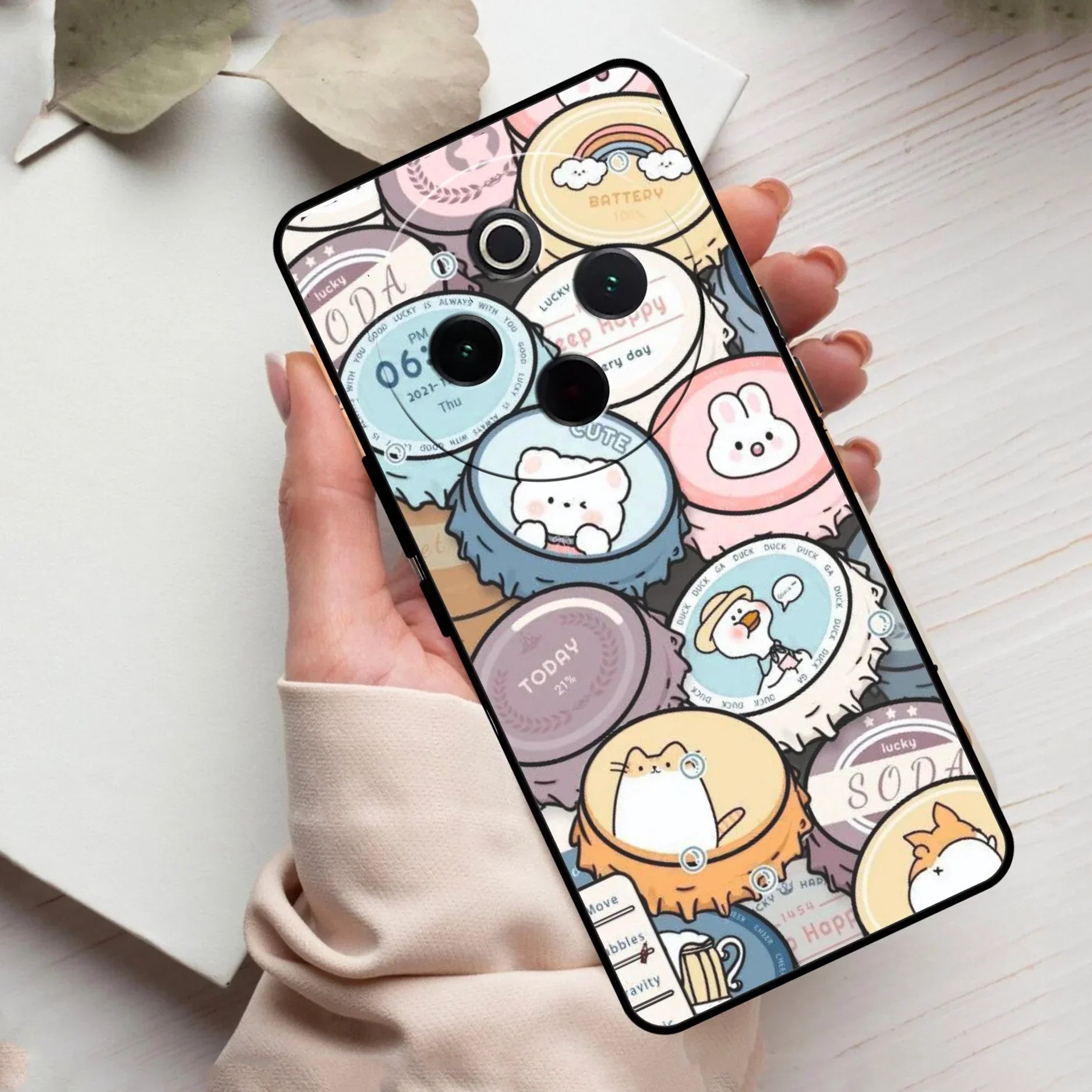 Bunny Buddies Glass Case Cover For Vivo - ShopOnCliQ
