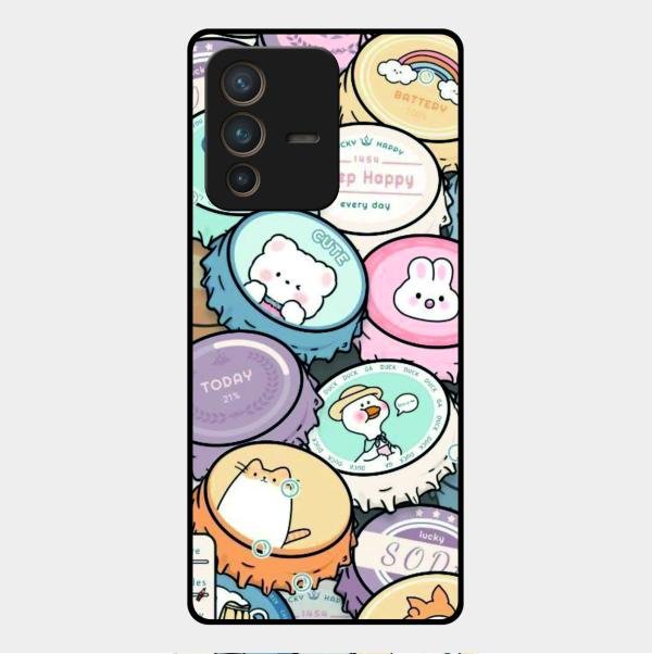 Bunny Buddies Glass Case Cover For Vivo V23 Pro 5G