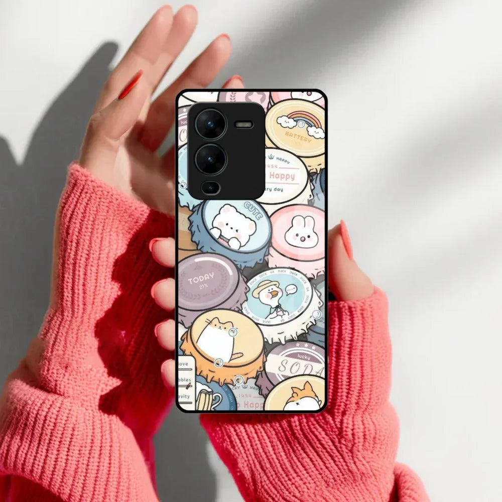 Bunny Buddies Glass Case Cover For Vivo - ShopOnCliQ