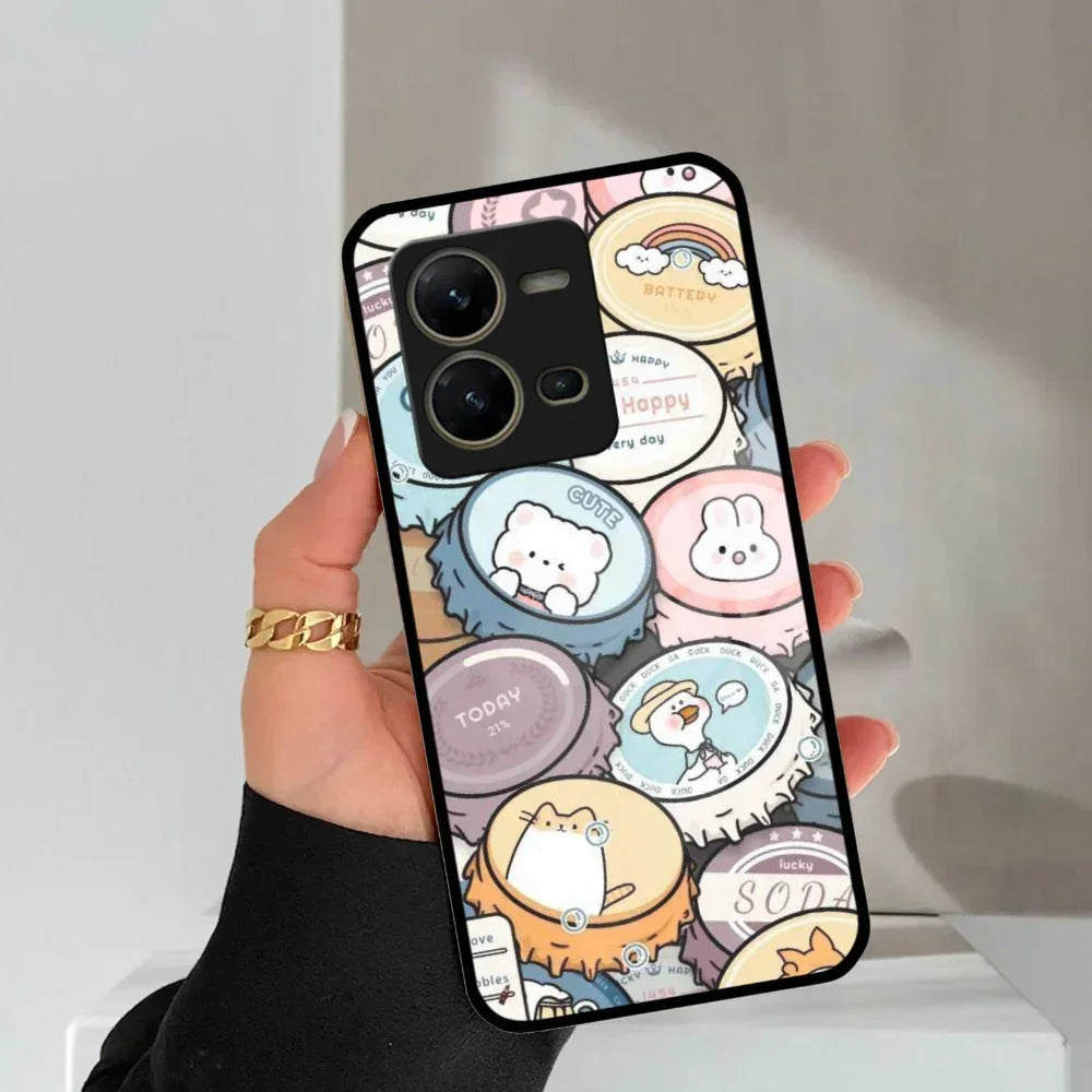 Bunny Buddies Glass Case Cover For Vivo - ShopOnCliQ