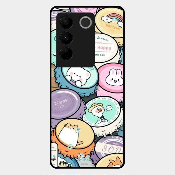 Bunny Buddies Glass Case Cover For Vivo V27 Pro 5G