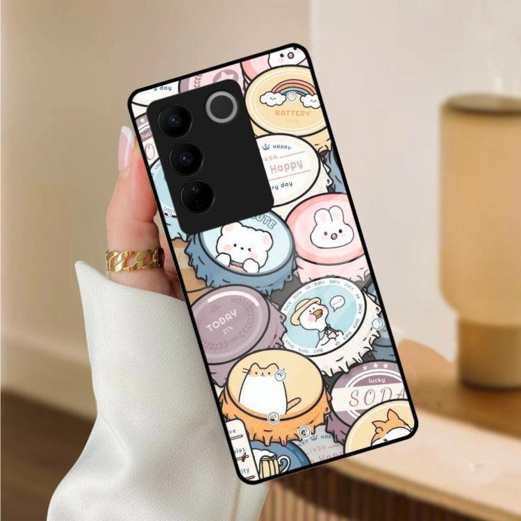 Bunny Buddies Glass Case Cover For Vivo - ShopOnCliQ