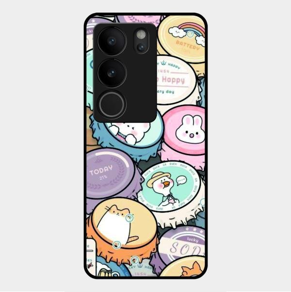 Bunny Buddies Glass Case Cover For Vivo V29 5G